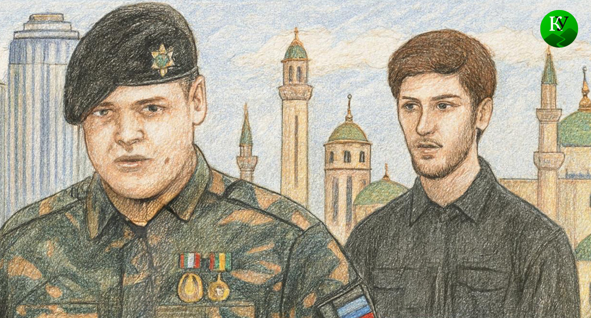 Адам и Али Кадыровы. Иллюстрация создана «Кавказским узлом» с помощью ИИ в программе Copilot