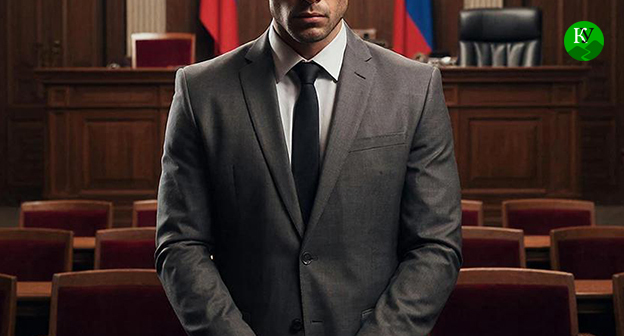 Мужчина в зале суда. Иллюстрация создана "Кавказским узлом" при помощи ИИ в программе Copilot