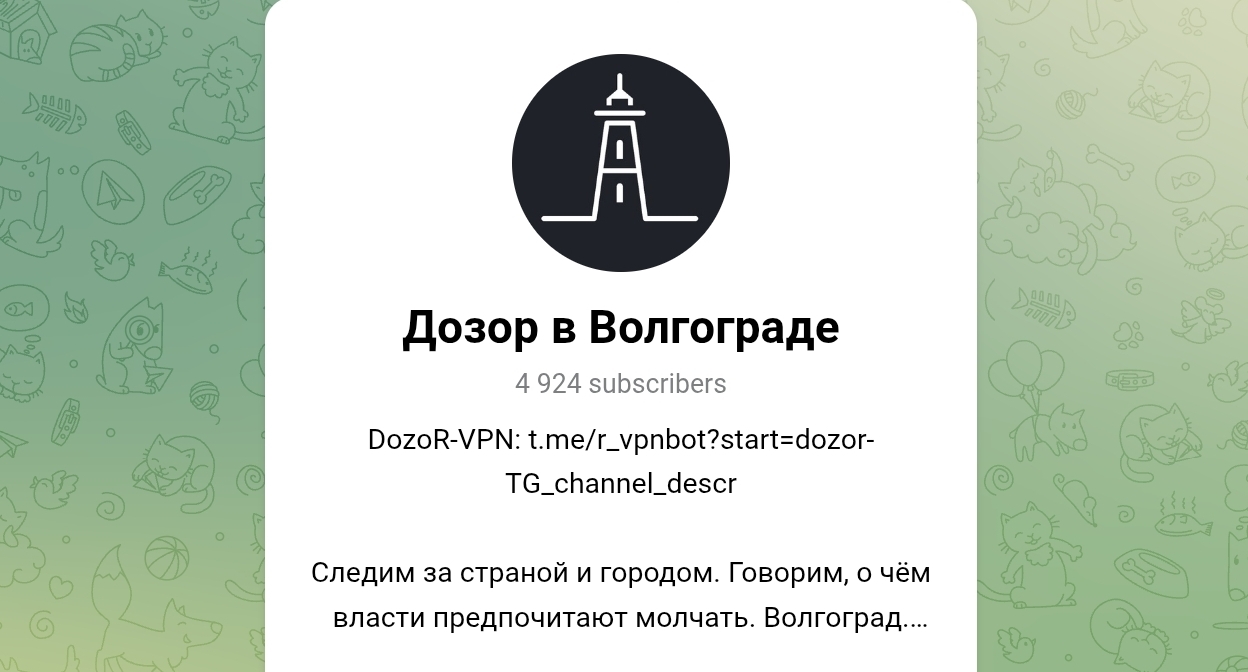 Описание канала проекта "Дозор в Волгограде"*. Скриншот Telegram