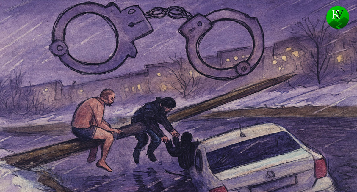 Машина в канале. Иллюстрация создана «Кавказским узлом» с помощью ИИ в программе Copilot