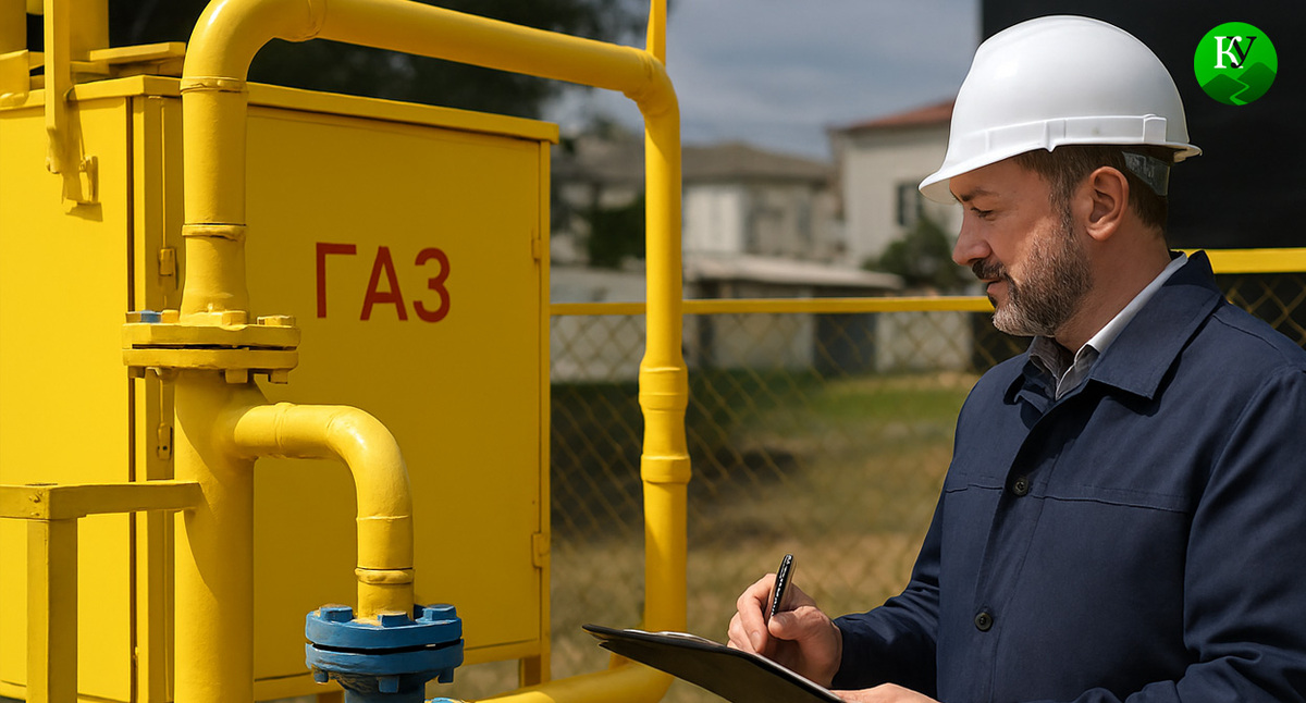 Инспектор проверяет газовое оборудование. Иллюстрация создана «Кавказским узлом» с помощью ИИ в программе Copilot