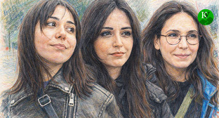 Хаяла Агаева, Айсель Умудова и Айтадж Тапдыг. Иллюстрация создана "Кавказским узлом" при помощи ИИ в программе Сopilot