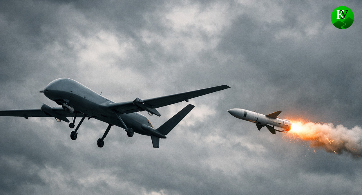 БПЛА и ПВО. Иллюстрация создана «Кавказским узлом» с помощью ИИ в программе Copilot