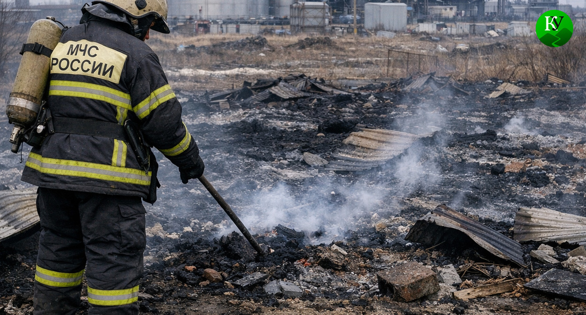 Последствия пожара. Иллюстрация создана «Кавказским узлом» с помощью ИИ в программе Copilot