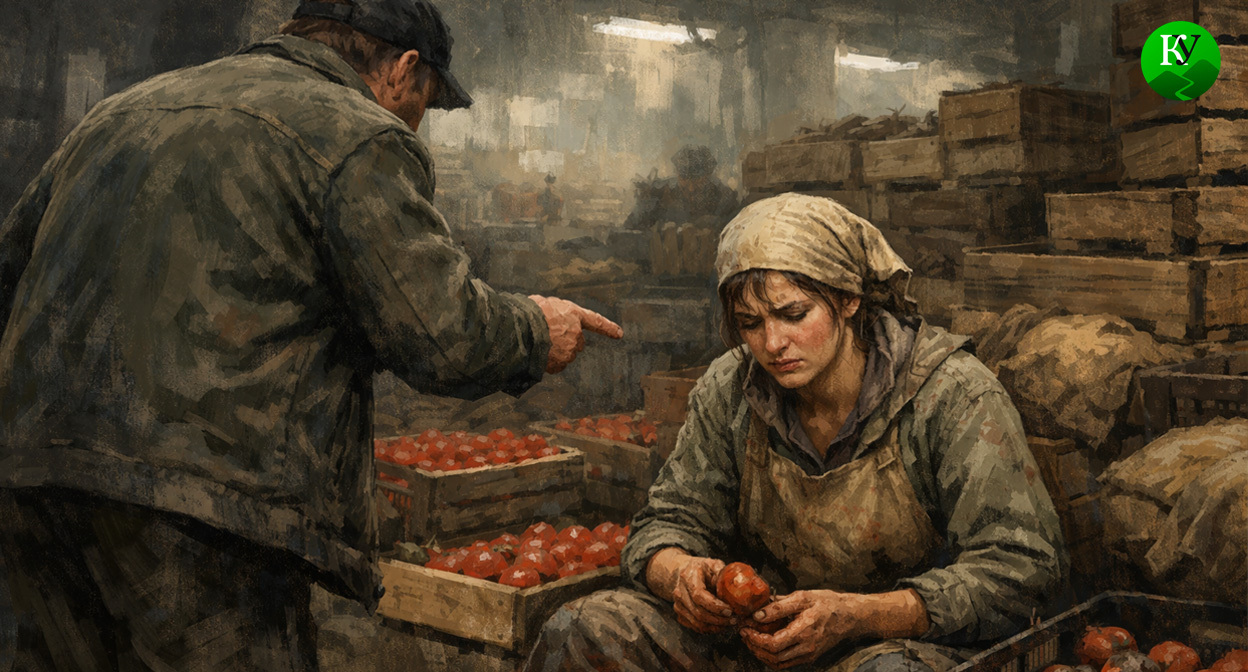 На овощебазе. Иллюстрация создана «Кавказским узлом» с помощью ИИ в программе Copilot