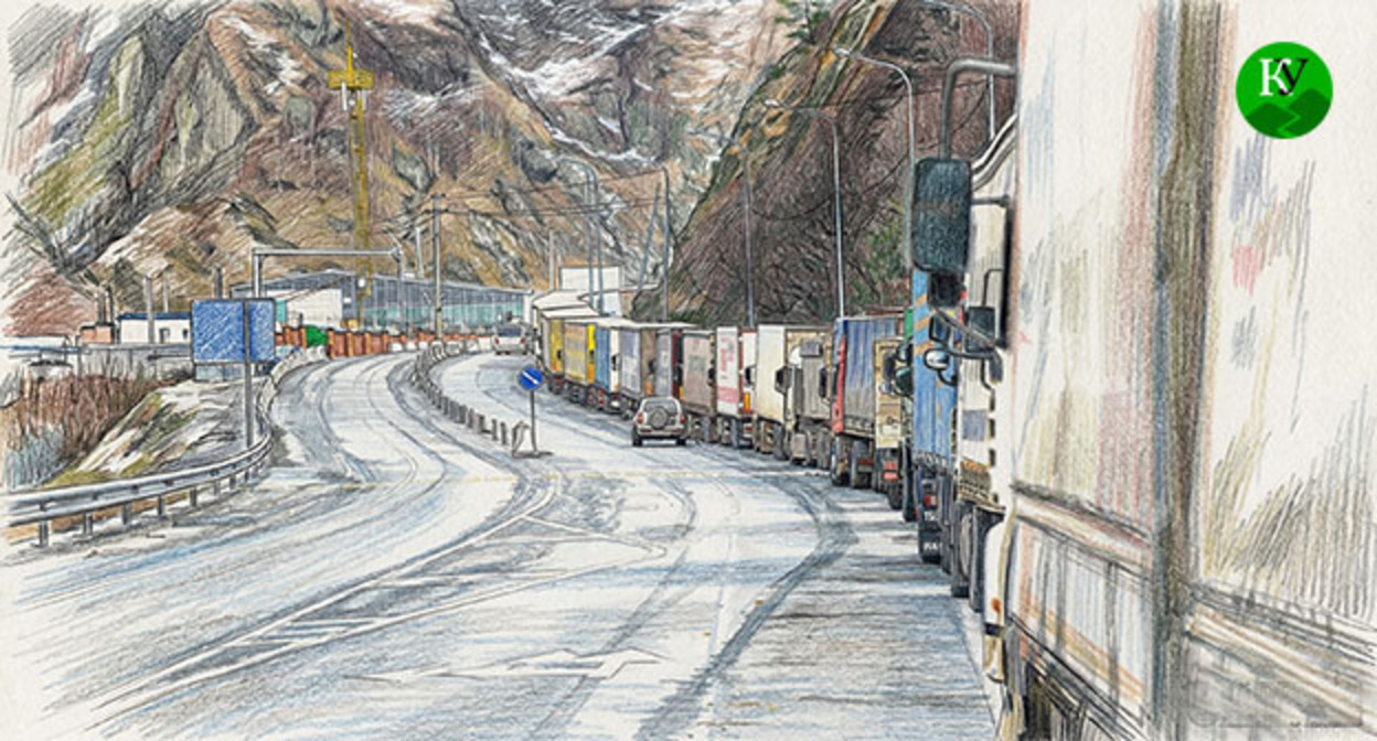 Военно-Грузинская дорога. Иллюстрация создана "Кавказским узлом" при помощи ИИ в программе Copilot