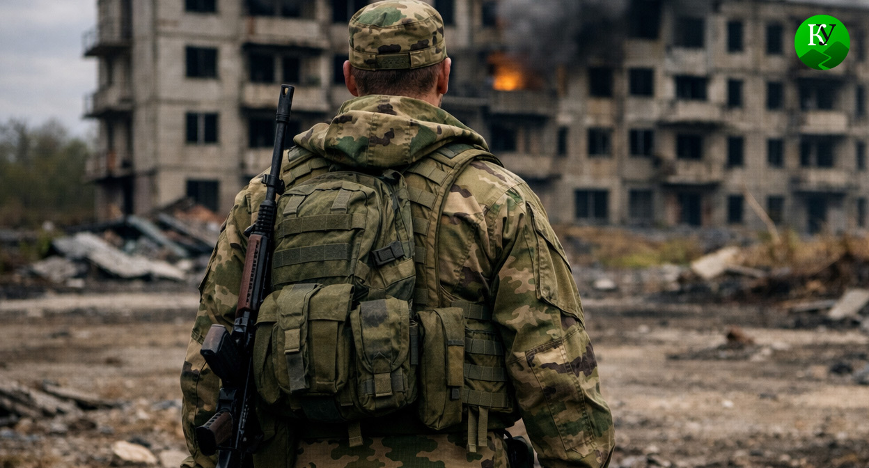 Военный на СВО. Иллюстрация создана «Кавказским узлом» с помощью ИИ в программе Copilot