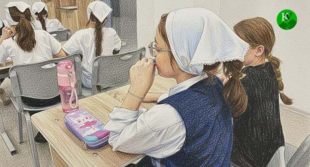 Дети в чеченской школе. Иллюстрация создана "Кавказским узлом" при помощи ИИ в программе Copilot