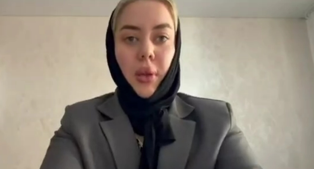 Стоп-кадр видеообращения Белкисы к Александру Бастрыкину https://t.me/bloodysx/54358