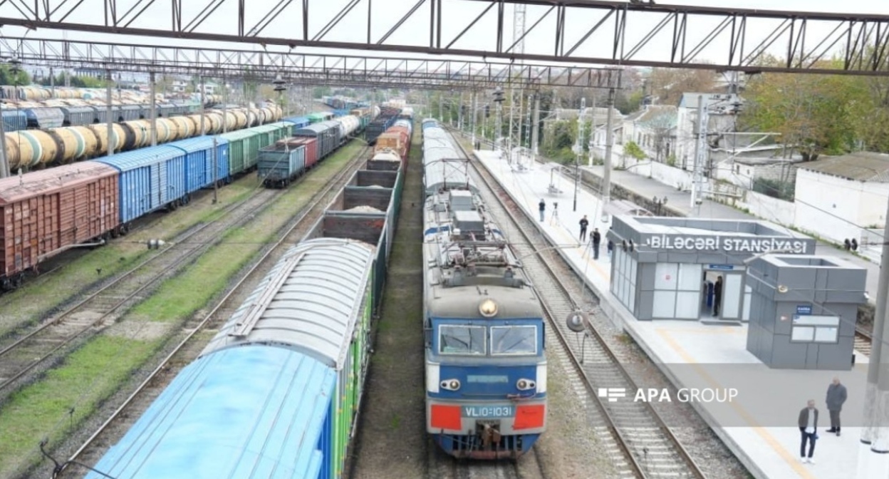 Станция Биляджары. Баку, 3 мая 2026 года. Фото: АПА https://ru.apa.az/infrastruktura/v-armeniyu-tranzitom-cerez-territoriyu-azerbaidzana-otpravleno-8-vagonov-s-udobreniyami-obnovleno-649408