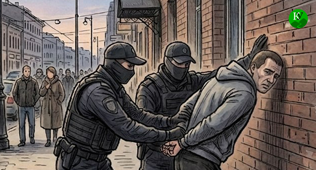 Сотрудники правоохранительных органов задерживают мужчину. Иллюстрация создана "Кавказским узлом" при помощи ИИ в программе Copilot Сотрудники правоохранительных органов задерживают мужчину. Иллюстрация создана "Кавказским узлом" при помощи ИИ в программе Copilot