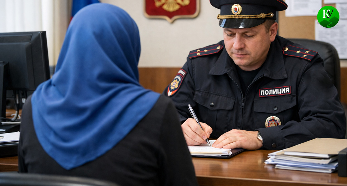 Женщина на допросе. Иллюстрация создана «Кавказским узлом» с помощью ИИ в программе Copilot