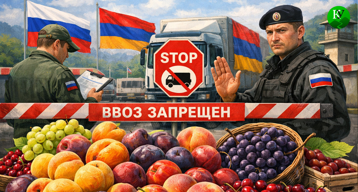 Запрет на ввоз фруктов.Иллюстрация создана «Кавказским узлом» с помощью ИИ в программе Copilot