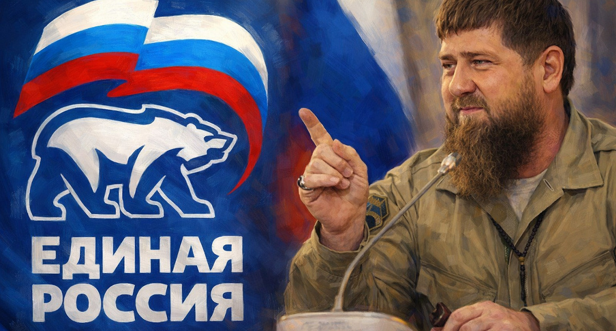 Кадыров и “Единая Россия”. Иллюстрация создана «Кавказским узлом» с помощью ИИ в программе Copilot