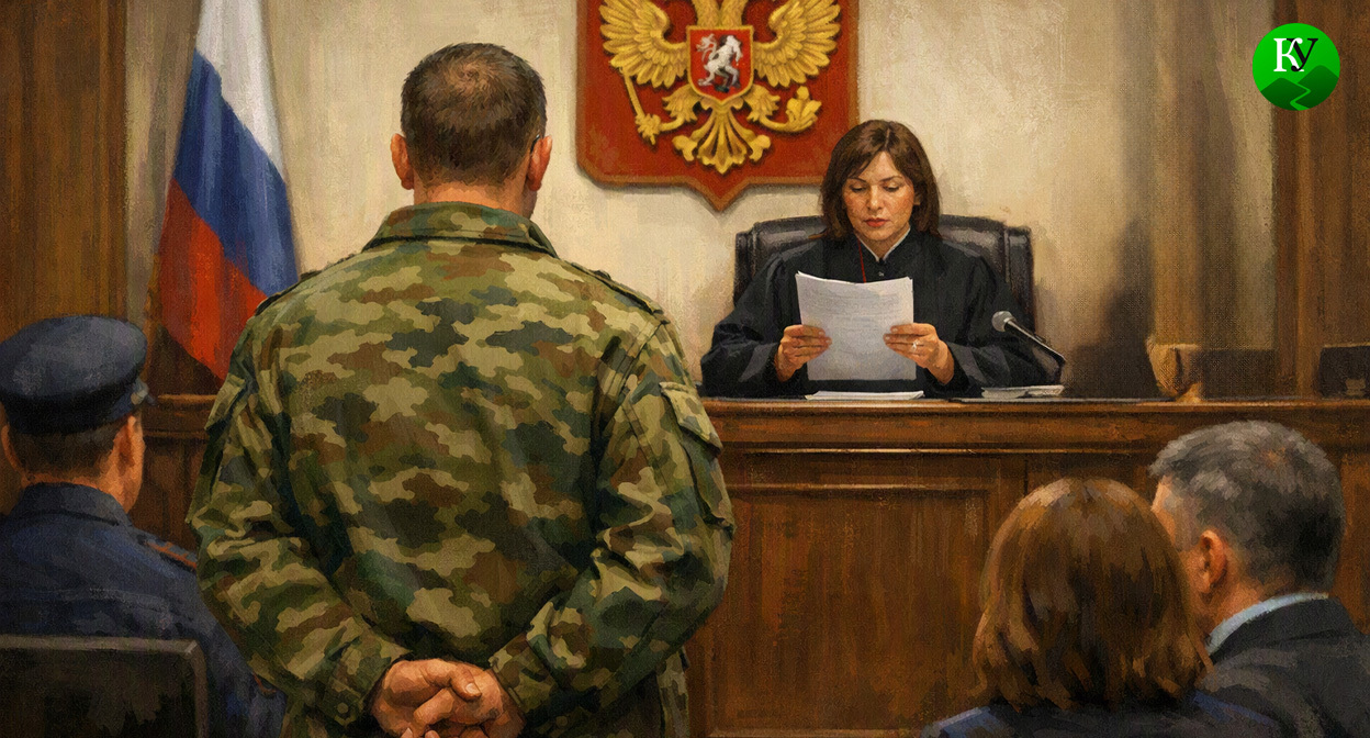 Военный в суде. Иллюстрация создана «Кавказским узлом» с помощью ИИ в программе Copilot Военный в суде. Иллюстрация создана «Кавказским узлом» с помощью ИИ в программе Copilot