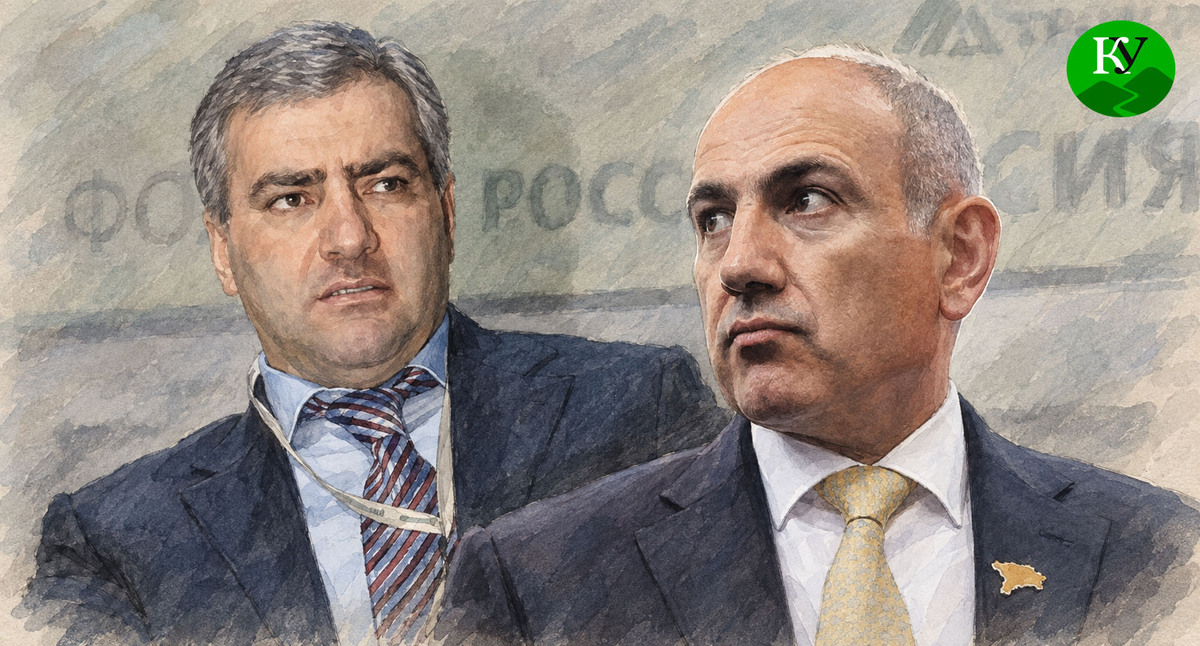 Самвел Карапетян (слева) и Никол Пашинян. Иллюстрация создана "Кавказским узлом" при помощи ИИ в программе Copilot Самвел Карапетян (слева) и Никол Пашинян. Иллюстрация создана "Кавказским узлом" при помощи ИИ в программе Copilot