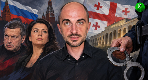Соловьев, Симоньян и Размадзе. Иллюстрация создана «Кавказским узлом» с помощью ИИ в программе Copilot