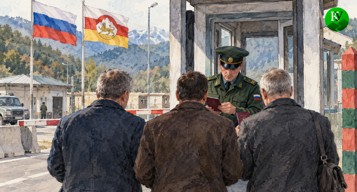 На границе. Иллюстрация создана «Кавказским узлом» с помощью ИИ в программе Copilot На границе. Иллюстрация создана «Кавказским узлом» с помощью ИИ в программе Copilot